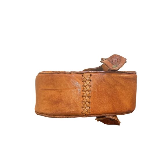Handcrafted Western Saddle Shoulder Purse w/ Tooled Leather Floral Design - Picture 9 of 11